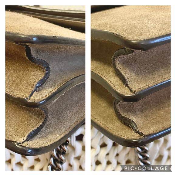 Gucci Medium Suede Dionysus Crossbody Shoulder Bag Double Flap Taupe Neutral - Picture 10 of 16